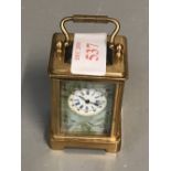 Miniature enamel & gilt carriage clock 6cmH