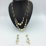 Baroque pearl suite of necklace & earrings