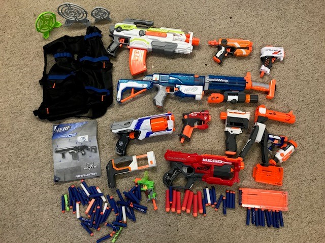 Large quantity of Kids Nerf guns etc