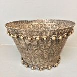 White metal filigree basket