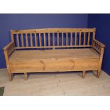 Decorative pine bench with rising seat 94Hx185Lx54D cm