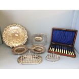 Box of assorted silver plated items