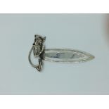 Silver bookmark with a cat finial