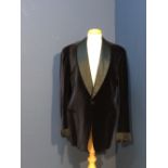 Bespoke 1962 tailored silk velvet smoking jacket, inside pocket revealing label of previous owner "