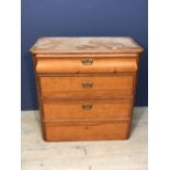 2 pine chests of long drawers 100Hx100Lx50D; & 94Hx89Lx43D cm