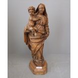 Late C18th carved treen figure of the Madonna & Child 43cm