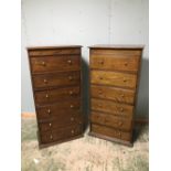 Pair of 6 drawer tall chests 59Wx36Dx12H cm