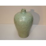 Green crackle glazed vase 30Hx20dia cm