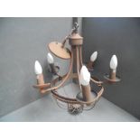 Modern 'rust' effect 5 branch chandelier