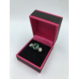 18ct white gold emerald & diamond 3 stone ring of 2.5 cts approx.