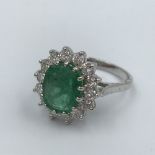 Ring 18ct white gold emerald & diamond 2.5cts approx.