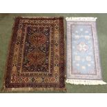 2 small rugs: 1 in blues, pinks & creams 183x130cm & 1 in browns, blues and creams 160x120cm