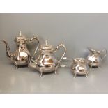 4 piece coffee service, including Coffee and Hot Water jugs, milk jug, sugar bse