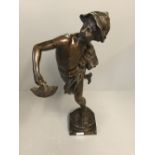 Bronze figure of a boy signed 'Guillamne' 58cm
