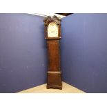 Longcase clock by R B Salter of Oswestry, with painted dial, date & sun/moon feature 38Wx20Dx234H cm