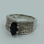 Ring 18ct white gold, sapphire & diamond 2cts approx.