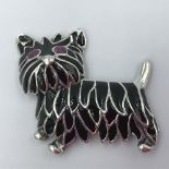 Silver & enamel brooch in the form of a dog