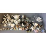 Large quantity of china, glass inc Wedgewood, Elizabethan Staffordshire, Beatrix Potter figures