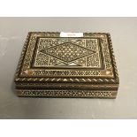 Persian cigarette box inlaid with an intricate bone pattern 13x10cm