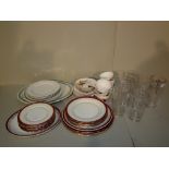 Selection of Ansley, Crown, Clovelly china & 7 pint glasses