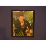 After Boero framed oil painting of a suited gentleman with a hound