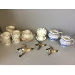 Limoges 'Liverdy' coffee service (cups & saucers) & 2 William Adam jugs & set of flying ducks
