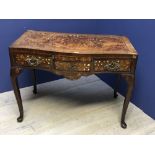 C19th Dutch marquetry 3 drawer side table 98Lx56Dx73H cm