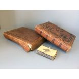2 leather bound embossed albums of black & white photographs (Edwardian/Victorian) & book of