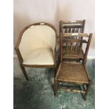 1 Tub chair & 2 wooden chairs