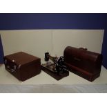 2 cased Singer sewing machines, 1 from 1930s & 1 from 1950s