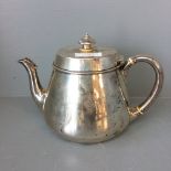 Hallmarked silver circular teapot 22ozt signed EW.IB