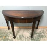 Mahogany demi-lune side table 120Wx53Dx73H cm