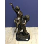 Bronze on marble base of classical figures 32Lx22Wx74H cm