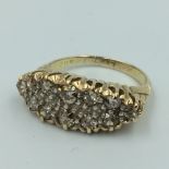 Ring, yellow gold, diamond cluster