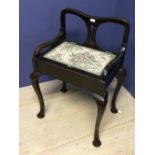 Edwardian piano stool with compartment for music 36Wx52Lx80H cm