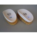 Pair of monogrammed gentleman's dressing table hair brushes