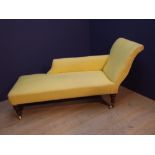 Edwardian day bed covered in a pale yellow material 63Wx154L cm