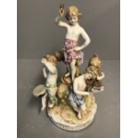 Continental porcelain table centre piece of dancing children 29cm