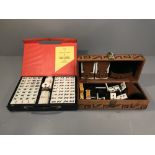 Leather boxed games compendium & a boxed Mahjong set