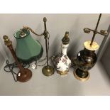 4 assorted table lamp bases