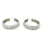 Pair silver & cubic zirconia hoop earrings