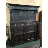 William & Mary large oak press cupboard, carved to top initial & dated WW1695, 51Dx145Wx193H cm