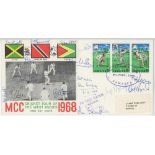 M.C.C. Tour of West Indies 1968. Official first day cover for the tour with colour flags of three of