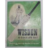 'Wisden Autograph Bat. There's a Century Behind Every One"'. Colour advertising showcard c1960s. The