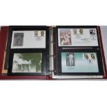 Don Bradman. Red folder comprising over thirty commemorative covers, philatelic sheets etc. Includes