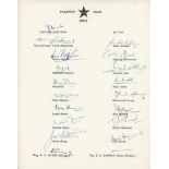 Pakistan tour to England 1962. Official autograph sheet signed in ink by eighteen members of the