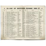 Surrey C.C.C. 1892. Rare and very early official folding fixture card for the 1892 season with