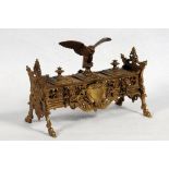 Brass desk stand/ ink stand. Large, impressive and ornate desk stand or ink stand with eagle to