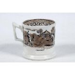 Cricket & Horse Racing. An attractive Victorian Staffordshire mug with strap handle, printed in