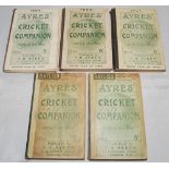 Ayres' Cricket Companion 1905, 1906, 1907, 1909 & 1910. 4th, 5th, 6th, 8th and 9th year of issue.